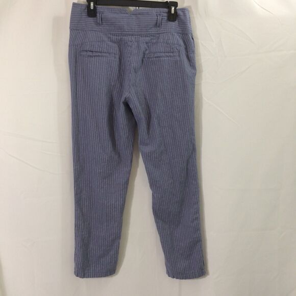 Sundance P8 Blue Striped Linen Cotton Blend Pants High Rise Button Front - Picture 4 of 5